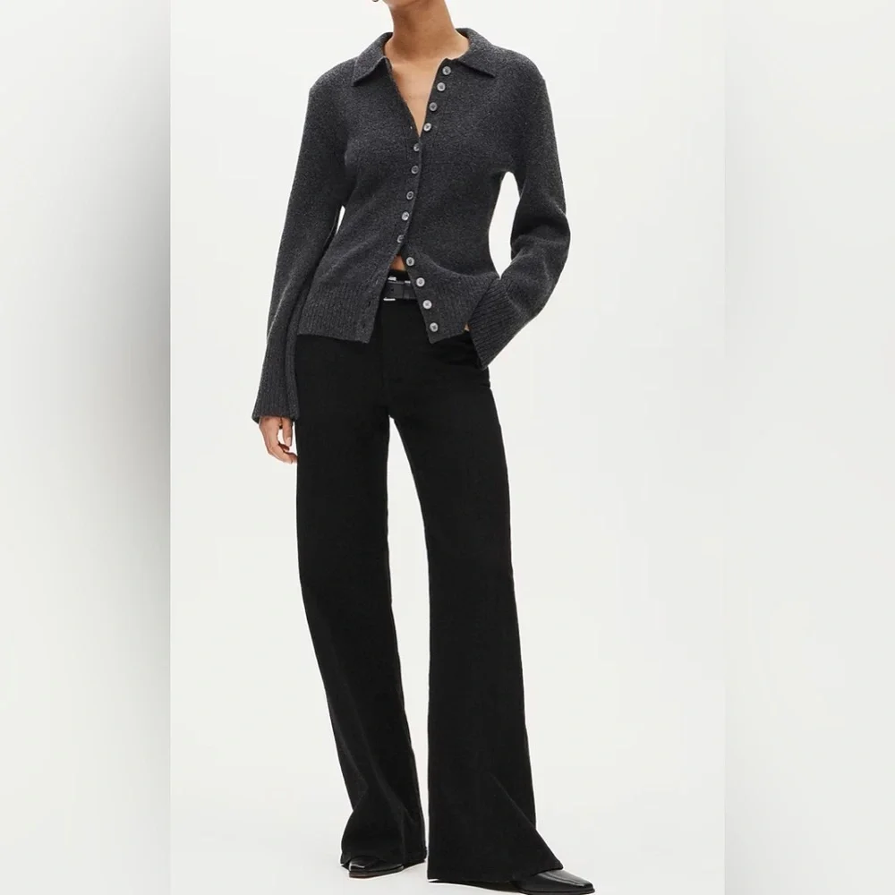 JCrew Milano cinched-waist cardigan, charcoal SzSmall